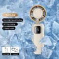 Portable handheld mini fan with digital display, rechargeable battery for cool summer. - Standard Version / Beige
