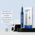 Ultrasonic dental scaler deep blue version with replacement heads and charging cable set. - 3000W / Blue and Gold