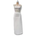 Detail view of the white sexy lace cutout camisole long dress, elegant and stylish design. - S / Dresses / White