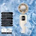 Retro beige portable handheld cooling fan with 199 speeds and LED display for summer. - Flagship Version / Beige