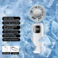 Portable handheld mini fan with digital display and cooling semiconductor technology. - Flagship Version / White