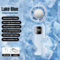 Portable handheld cooling fan with 199 speeds, LED digital display, and semiconductor cooling. - Flagship Version / Blue