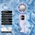 Handheld portable cooling fan with digital display, 199 speeds, and semiconductor refrigeration. - Flagship Version / Purple