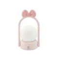 Luz de noche portátil rosa con lazo, lámpara de cabecera táctil esférica para dormitorio. - Luz Nocturna Portátil Lazo LD55A (Tres Velocidades) / Rosa