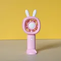 Süßer Mini Handventilator mit Hasenohren und Basis, USB wiederaufladbarer tragbarer Tischventilator. - Hasenform (JS55) / Rosa