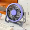 Ventilatore da tavolo USB portatile viola con supporto regolabile e batteria 19cm. - Grigio scuro