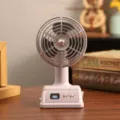 Retro mini ventilatore da tavolo USB ricaricabile con display digitale rosa chiaro - Viola