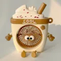 Ventilatore da tavolo creativo cartone animato gelato USB con supporto per smartphone - Marrone