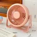 Ventilatore da tavolo USB rosa con supporto regolabile e dimensioni, portatile per ufficio. - Rosa