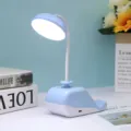 Lampada da scrivania balena blu USB ricaricabile luce notturna con porta telefono variante - Blu