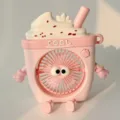 Ventilatore da tavolo a gelato carino USB, design cartoon, mini ventola portatile. - Rosa