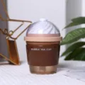 Mini humidificateur USB en forme de tasse de thé au lait avec veilleuse pour bureau. - Marron