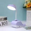Lampada da Tavolo Balena USB Ricarica Luce Notturna Studio Supporto Telefono - Viola