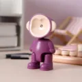 Simpatica mini luce notturna a LED scimmia 3D, graziosa lampada decorativa a batteria. - Viola scuro