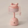 Carina lampada da tavolo con fiocco rosa luce notturna LED ricaricabile USB per scrivania - Rosa