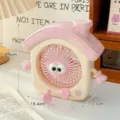 Simpatico ventilatore da tavolo a forma di casa 3 velocità USB ricaricabile mini ventola - Rosa