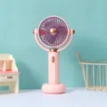 Mini ventilatore portatile USB ricaricabile, ventilatore da tavolo a cinque velocità. - Rosa