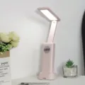 Lampada da scrivania LED rosa pieghevole, luce da letto di lettura USB ricaricabile portatile. - Lampada da scrivania LX-83TD con display digitale (3 livelli) - rosa
