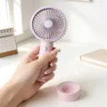 Mini ventilatore portatile rosa, ricaricabile USB, ventilatore da scrivania estivo. - Rosa