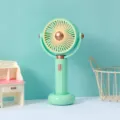 Ventilatore da tavolo portatile e a mano, 5 velocità ricaricabile USB per l'estate. - Verde