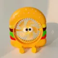 Simpatico mini ventilatore da tavolo hamburger cartoon, ventola USB portatile ricaricabile. - Giallo