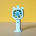 Mini ventilatore USB portatile blu carino con corona da orsetto per scrivania. - JS57 Orso con Corona / Ventilatore orsetto con corona JS57 a 2 velocità blu