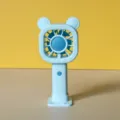 Mini ventilatore portatile carino con orecchie d'orso, ventilatore da tavolo USB ricaricabile. - Ventilatore orecchie rotonde JS58 (2 velocità) - Blu