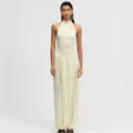 Elegant women halter neck ruched long jumpsuit, stylish casual draped design for autumn season. - XS / Jumpsuits / White