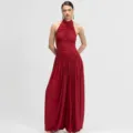 Women red halter neck pleated jumpsuit autumn new backless loose trousers classy outfit - XS / Jumpsuits / Red