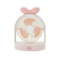 Ventilatore da tavolo ricaricabile rosa carino con 3 velocità e luce LED per scrivania. - LD8362B / Rosa
