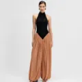 Women's halter ruched splice loose harem jumpsuit, stylish autumn fashion one-piece clothing. - XS / Jumpsuits / Black
