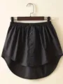 Zwarte nep overhemd zoom rok verlenger elastische taille met knoop voorkant detail - XL / Zwart