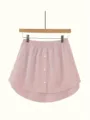 Roze nepzoom overhemd extender detail, elastische taille en knopen voor laagjeslook. - S / Roze