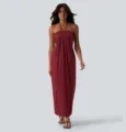 Stijlvolle bordeauxrode halter maxi jurk voor dames, mouwloze en elegante zomerjurk. - XS / Dresses / Bordeauxrood