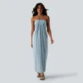 Lichtblauwe halter maxi jurk voor dames zomer effen rugloos elegante lange strandjurk - XS / Dresses / Hemelsblauw