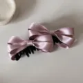 Pinza de pelo con lazo de satén rosa, elegante accesorio para el peinado diario de mujeres. - 6# Pinza Banana con Lazo Rosa