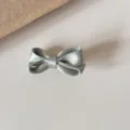 Silver satin bow hair clip detail, cute mini hair accessory for girls and kids daily styling. - Light Green Bowknot Hair Clip