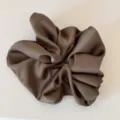 Dark brown satin scrunchie fluffy hair tie, elegant hair accessory for women and girls daily wear. - Brown Hair Ring