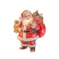 Christmas Santa Claus brooch rhinestone enamel vintage holiday lapel pin for suit gift - Classic Red Gold Style (RW0372-1)