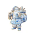 Exquisite Blue Porcelain Style Santa Claus Rhinestone Enamel Brooch Pin for Women - Blue and White Porcelain Style (RW0372-2)