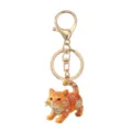 Schattige oranje tijgerkat strass sleutelhanger goud metalen ring tasbedel hanger - Oranje Stijl