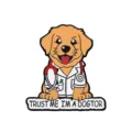 Cute Golden Retriever doctor metal enamel pin funny cartoon animal badge backpack accessory - Dogtor Puppy