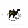 Cute cartoon black cat brooch pin funny cup cat enamel lapel badge clothing accessories - Cat Peeking From Cup (CZ3520-2)