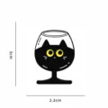 Cute black cat in wine glass enamel pin, alloy cartoon brooch badge for clothes and bags. - Wine Glass Black Cat (CZ3520-4)