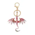 Cute pink enamel metal dragon keychain, sparkling crystal bag pendant and accessories. - Pink and White Enamel (YSK00017-2)