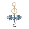 Blue and white porcelain flying dragon metal keychain with sparkling blue rhinestones bag pendant. - Blue and White Porcelain Style (YSK00017-3)