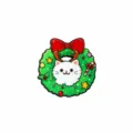 Spilla gatto di Natale carina Corona di gattino bianco distintivo per zaino e vestiti - Gatto Bianco In Ghirlanda Di Natale (CZ4602-4)