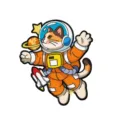 Spilla smaltata gatto astronauta simpatico gattino spaziale badge in lega per vestiti - Gatto Arancione con Razzo