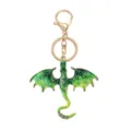 Green dragon metal keychain stylish enamel bag pendant with rhinestones and gold clasp decor - Green Pattern Style (YSK00017-7)