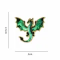 Green Western Dragon Enamel Brooch Metal Badge Dark Fantasy Style Fashion Item 3cm - Black Green Gradient (CZ3829-1)